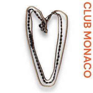 CLUB MONACO MULTI STRAND STATEMENT NECKLACE ANTIQUE GOLD/BLACK